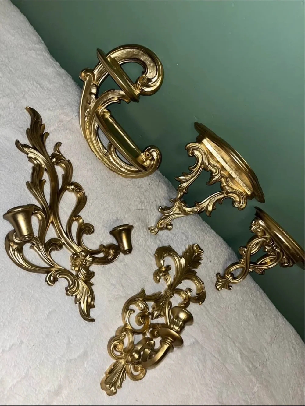 Vintage Gold Ornate Wall Sconces and Shelves - Decorative Home Wall Decor
